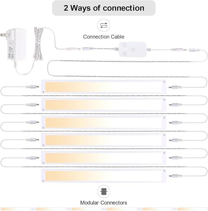 6pack 12inch Dimmable LED Under Cabinet Light Kit, 2700K to 6000K Smart LED Under Counter Lighting Fixture, Compatible with Alexa, Google Assistant, for Kitchen, Pantry, Shelf (White)