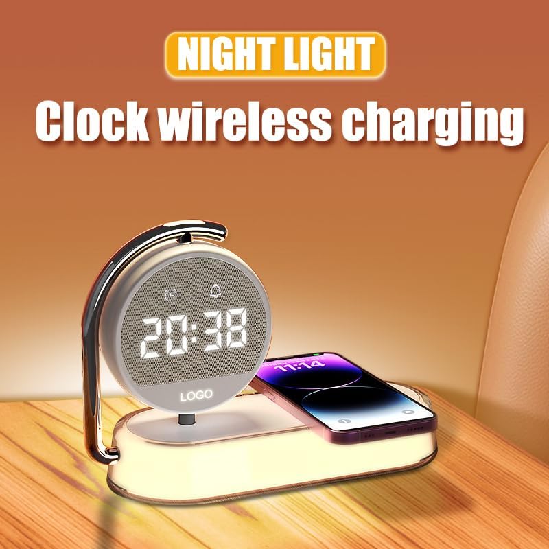 3 in1 mutifunction Mobile Wireless Charger with Digital Clocks and Night Lights fit for All Series Mobile That Support Wireless