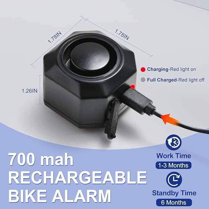 Bike Horn Electric Vehicle Wireless Vibration Alarm System with Motion Sensor Waterproof Rechargeable Antitheft Alarm for Ebikes Bike Scooter Car (SF32 Alarm one Pack)