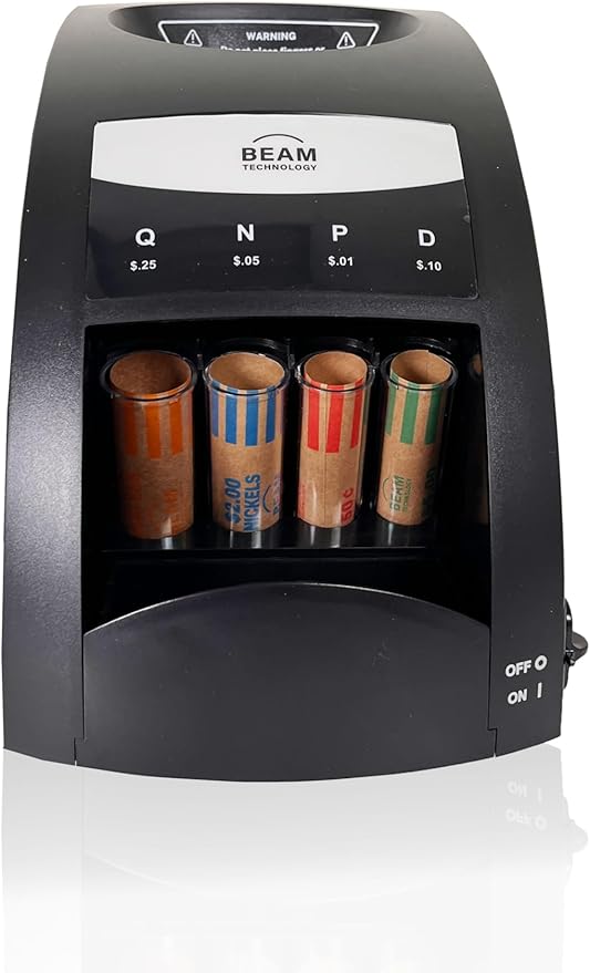 Electric Coin Sorter, 1 Row with Value Counting, Patented Anti-Jam Technology