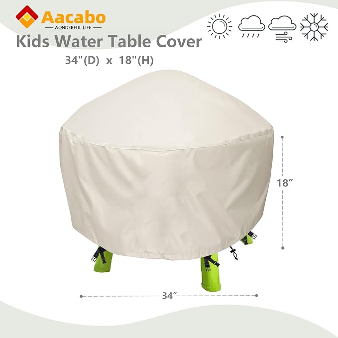 Water Table Cover Waterpark Play Table Covers Sand Water Outdoor Water Table Cover 34X34X18 inch-Beig