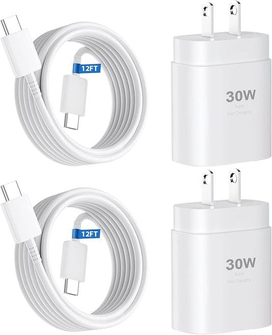 Phone 17 16 15 Charger Fast Charging,30W USB C Phone 17 16 15 Pro Max Charger Block & 12FT Long Type C Cable Cord for i.Phone 17/17 Air/17Pro/17Pro Max/16/16Pro/16 Pro Max/15/15 Pro Max,White