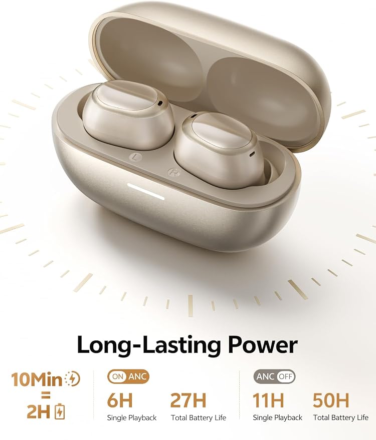 QCY MeloBuds A30 Aadptive Active Noise Cancelling Wireless Earbuds, 8 Mics ENC Clear Call Ear Buds, 60dB ANC Hi-Res Audio Bluetooth 6.0 Headphones, Comfort Lightweight, IPX5 Waterproof Earphone