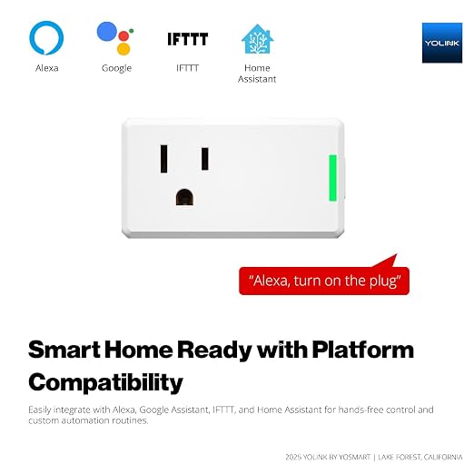 YoLink Smart Energy Plug 15A, 2 Pack, LoRa Control up to 1/4 Mile, High-Power Appliances, Cylce Timer, Real-Time Power Monitor, Overload Protection, Notifications, Alexa, Google , IFTTT, Hub Included