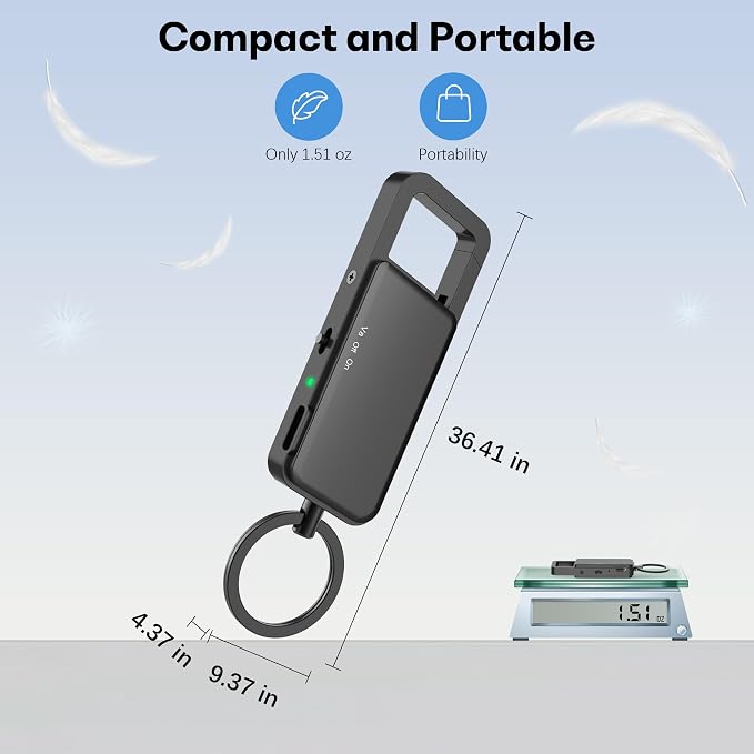 64GB Keychain Digital Voice Recorder with Playback – Mini USB-C Audio Recorder, 25-Hour Battery, Voice Activated, Noise Reduction, WAV Format, for Lectures, Meetings, Interviews, Notes