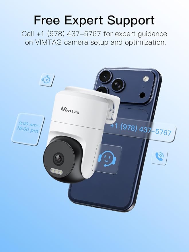 VIMTAG 2.5K 4MP Outdoor Security Camera, Pan/Tilt WiFi Home CCTV Camera, 360° View & Motion Tracking, Color Night Vision, 2-Way Audio, AI Detection Alarm, IP66, Cloud & SD Card Storage, Works w/Alexa