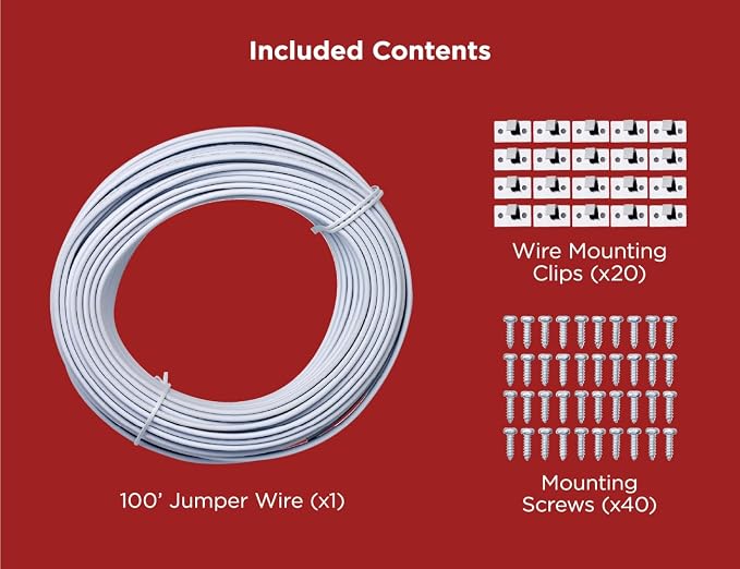PureOptics LED Professional Push Wire 100' Jumper Wire Spool for Under Cabinet Lighting, Flat 5/6" or 8mm Cable, 4-Core CL2 Compliant, Non-Metallic, White