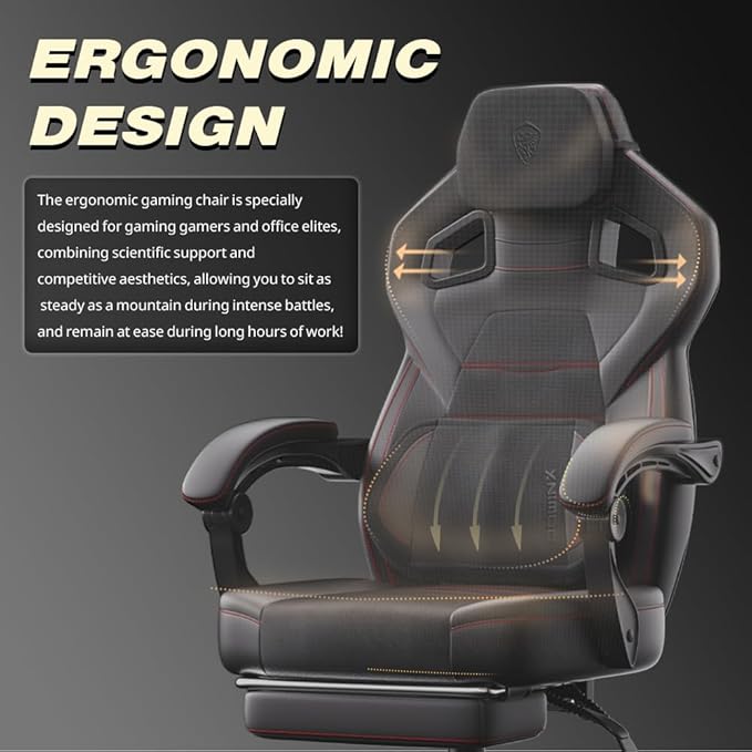 Dowinx PU Leather Gaming Chair with Footrest, 350lb Big and Tall Gamer Chair, Wide Seat Ergonomic Computer Chair with Lumbar Massage Support, Wide Back Office Chair for Heavy People, Deep Black