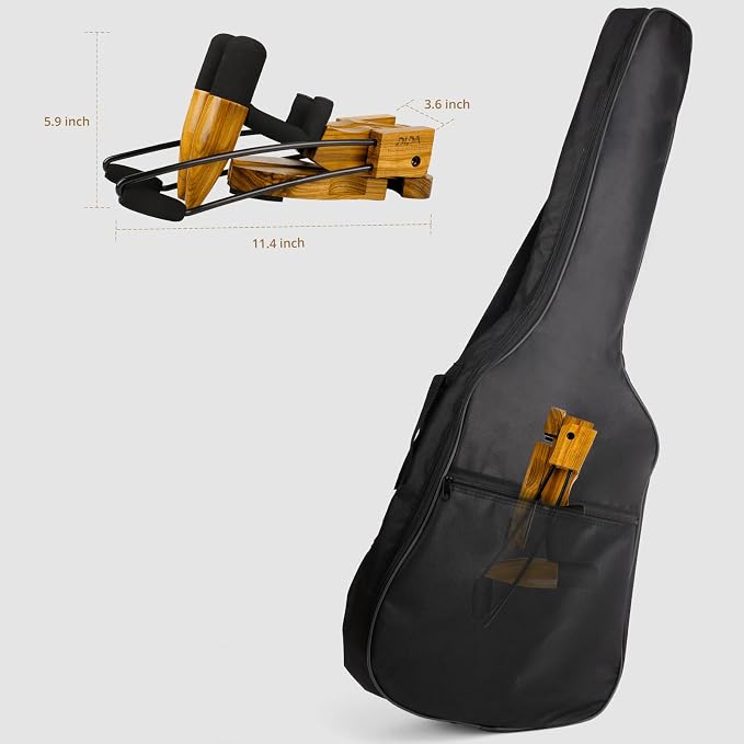 DIDA Guitar Stand for Electric Guitar, Wooden Guitar Stand, Portable Traveling Stand For Electric Guitar and Bass, Single Guitar Stand, Non Slip, Soft Foam Padded Arms (Zebrawood)