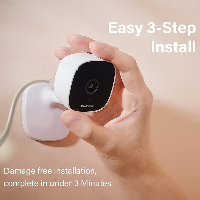 AlfredCam Indoor WiFi Security Camera, FullHD 1080P, 2.4G/WiFi, Continuous Recording, Motion Detection, Night Vision, Baby Monitor/Pet/Nanny Cam, App Powered (100M+ downloads)