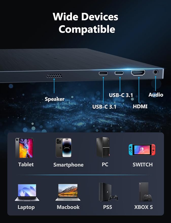 Portable Gaming Monitor, 17.3" 2.5k 144HZ IPS Portable Laptop Monitor, Second Screen Dual USB C HDMI Computer Gaming Display with Speakers & Smart Cover, Travel Monitor for PC Phone PS4/5 Xbox Switch