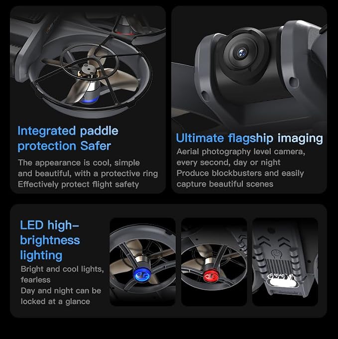 VR FPV Drone with Camera and VR Glasses for Beginners, Brushless Motor, Altitude Hold, Optical Flow Positioning, One Key Takeoff/Landing, APP Control, First-Person View Drones, RC Quadcopter with LED Lights 2 Batteries, Beginners Friendly Drones Cool G...