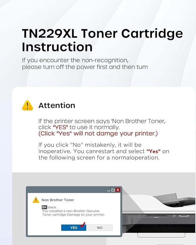 Compatible TN229XL Toner Cartridge Replacement for Brother TN229 XL TN 229XL TN229 Toner Work with Brother HL-L3220CDW MFC-L3720CDW HL-L3280CDW HL-L3300CDW MFC-L3780CDW Printer (BK/C/M/Y-4 Pack)