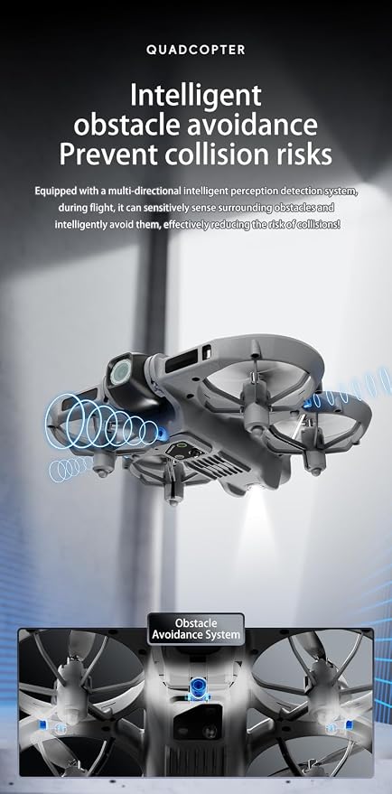 Drone with HD Camera & 4.3 Inch Screen Remote, 3-Sided Obstacle Avoidance, WiFi FPV Quadcopter Altitude Hold Headless Mode & One-Key Return, Mini Portable Drones for Beginners Adults (Grey)