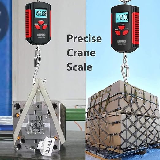 Digital Luggage Scales, 200kg/100g Mini Crane Scale Portable Heavy Duty Crane Scale LCD Display with Backlight Industrial Digital Scales (Color : Red, Size : 200Kg/100g)(Red)