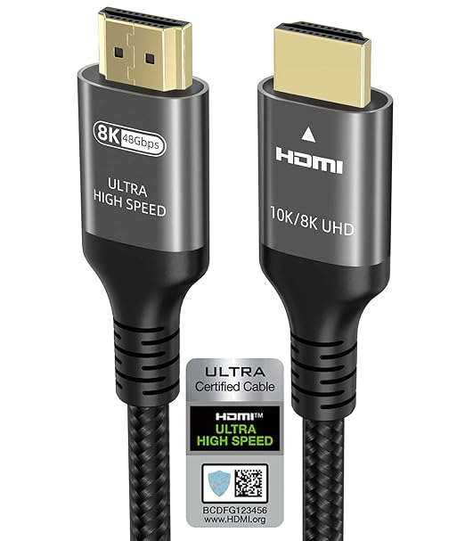 Ubluker 10K 8K 4K HDMI Cable 48Gbps 13 FT, Certified Ultra High Speed HDMI® Cable 4K 240Hz 144Hz 120Hz 8K60Hz 0.01ms HDR10+ eARC HDCP2.3 Netflix Roku TV PC Monitor Projector PS5 Xbox