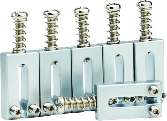 Guyker 10.8mm Bridge Saddles, Stainless Steel Bridge Saddles Tremolo System Replacement Part Compatible with Strat ST Tele TL Electric Guitar MA001(Chrome, Set of 6)