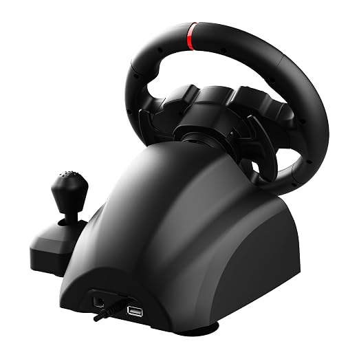 SUBSONIC Superdrive 220RSX Racing Wheel Switch 2/Switch PS4 PC Xbox Series | Steering Wheel, Dual Joysticks, Pedals, Gear Shifter for GTA 6 & Farming Simulator - Vibration, Diameter 22 cm, Rotation 180°
