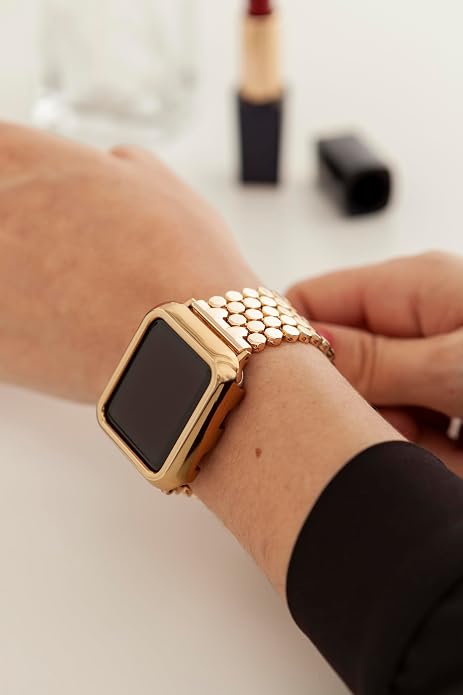 My Pretty Strap - Compatible Apple Watch Band Strap, Stainless Steel Fashion iWatch Replacement Strap- Easy Resizing, No Tool Needed, Fits Most Wrists- Series 1-11, SE and Ultra