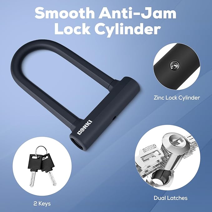 Corki Bike Lock Heavy Duty Anti Theft with Keys Bicycle U Lock | Hardened Steel, Soft Silicone Outside, Mounting Bracket Included, 17mm Shackle, For Ebike Electric Scooter Motorcycles