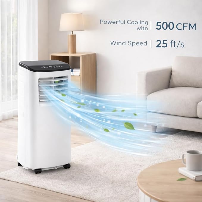 8000 BTU Portable Air Conditioners, 3-in-1 Portable AC Unit with Cool, Dehumidifier & Fan, Cools Up to 350 Sq.Ft, Remote Control, 24 Hour Timer and Window Kit, 2 Speeds for Bedroom Office