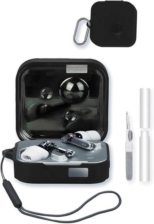 Case for Nothing Ear3 True Wireless Earbuds,Soft Protective,BOVUGAC Silicone Case Cover with Keychain & Cleaning Kit & Lanyard for Nothing Ear 3-Black
