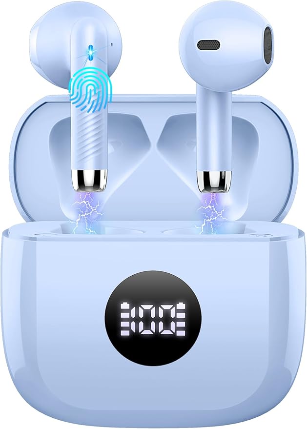 Wireless Earbuds, 2026 Bluetooth Headphones 5.4 HiFi Stereo, in-Ear Ear buds with 4 ENC Noise Cancelling Mics, 40H Playtime Sport Ear Buds with Charging Case, IP7 Waterproof Earphones with LED Display