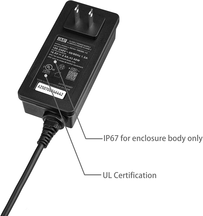 16.8V 2.6A Charger GC44-168260-1C AC Adapter for Aiper Scuba S1 Scuba N1 Robotic Pool Cleaner