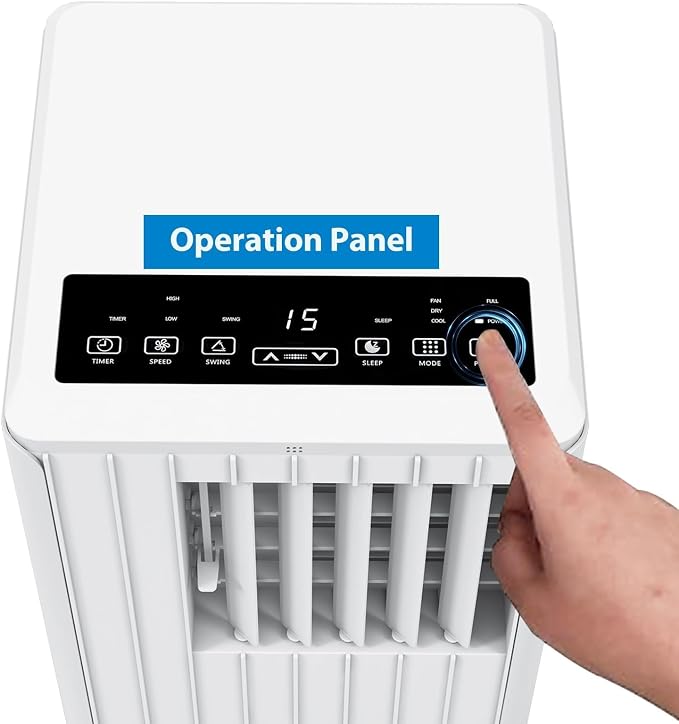 Portable Air Conditioner with 8,000 BTU Cooling Power – 3 Modes (Cool, Dehumidify, Fan) for Rooms Up to 350 Sq.Ft, Includes Remote, 24H Timer & Easy-Install Window Kit