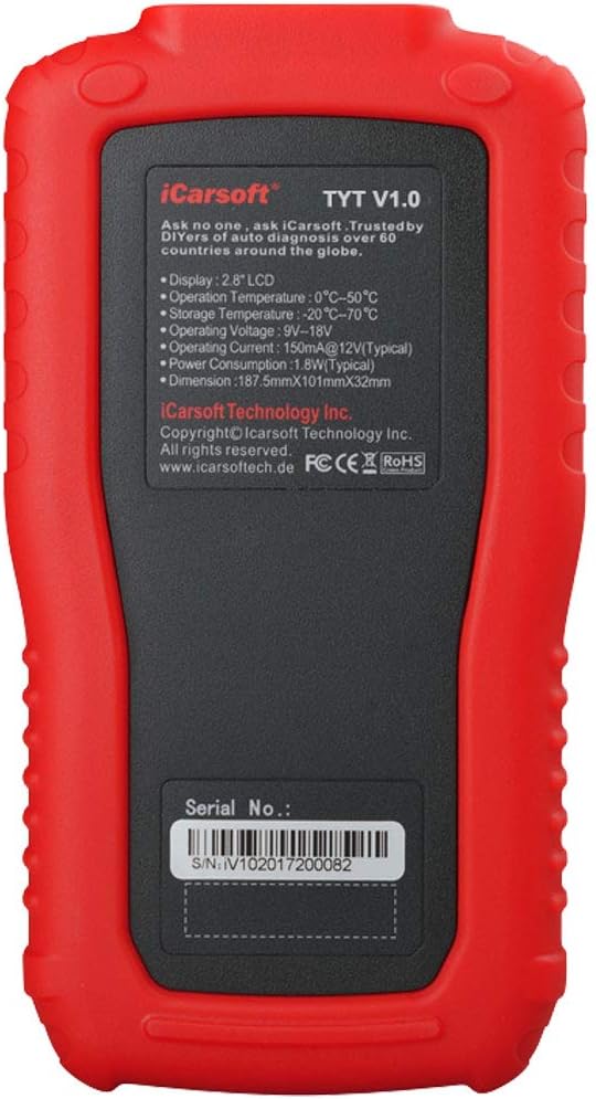 iCarsoft Auto Diagnostic Scanner TYT V1.0 for Toyota/Lexus/Scion/Isuzu, ABS, SRS, Oil Service Reset ect (Red)