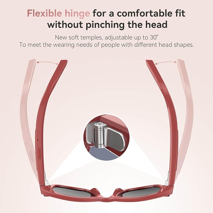 EarlySincere 2026 Ai Smart Glasses for Men Women, 8mp 4k Hd Camera Glasses, 410mah Battery, Supports Photo/Video/Audio Recording, Ai Voice Control, Ai Glasses with Bluetooth Calling(Porto red)