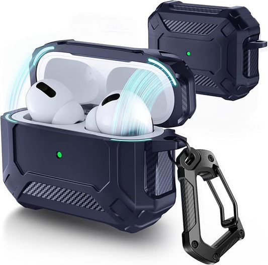 Lerobo for AirPods Pro 2 Case with Cleaner Kit,Compatible with Apple AirPods Pro 2nd/1st Generation Case, Hard Protective Cover with Powerful Drop Protection, Magnetic Lid,Navy Blue
