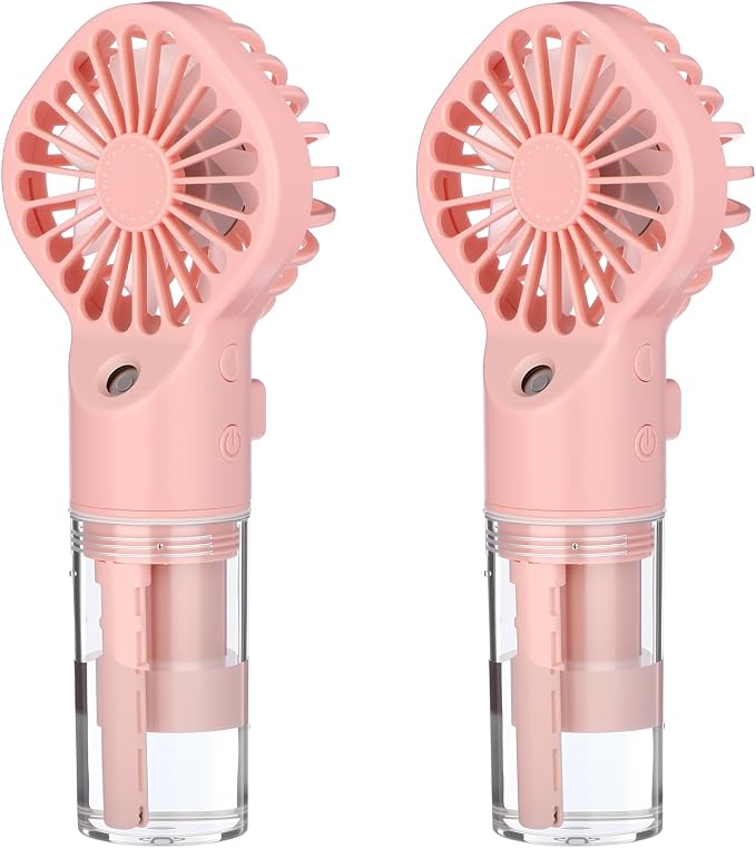 2 Pack Misting Fans Portable Handheld Rechargeable Handheld Spray Fans with 25ml Water Tank 4-speed Personal Cooling Fan, Usb-c Mini Hand Fan for Travel Outdoor Sports Camping Office Home