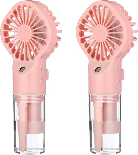 2 Pack Misting Fans Portable Handheld Rechargeable Handheld Spray Fans with 25ml Water Tank 4-speed Personal Cooling Fan, Usb-c Mini Hand Fan for Travel Outdoor Sports Camping Office Home