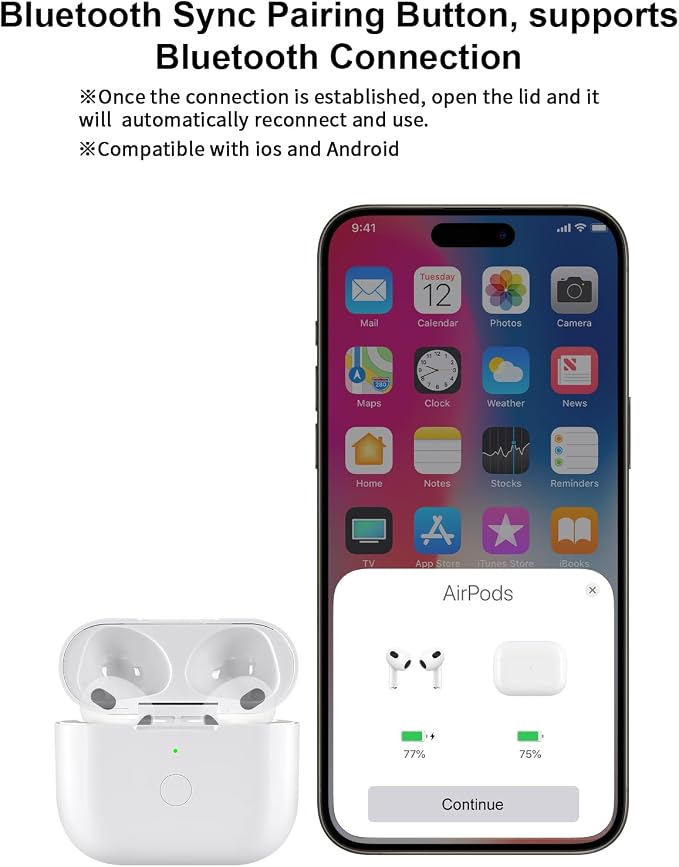 Wireless Charging Case Compatible with AirPod 4th Generation, Air Pod 4 Charger Case Replacement to USB-C Without Earbuds