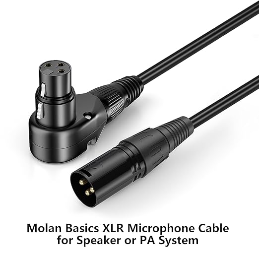 Straight XLR Male to Right-Angle XLR Female Microphone Cable 2-Pack, Adjustable 90 Degree Pro Balanced Shielded 3 Pin DMX Patch Cord for Studio Audio&DJ Stage Live Recordin(D, 6Feet)