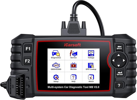 iCarsoft OBD2 Scanner MB V2.0 Enhanced Ver 2 in 1 for Mercedes Benz/for Land Rover/for Jaguar, TPMS/Oil Reset Full Systems Diagnostic Tool 8 Resets Car Code Reader, Auto VIN,Battery Test, SAS/EPB/DP
