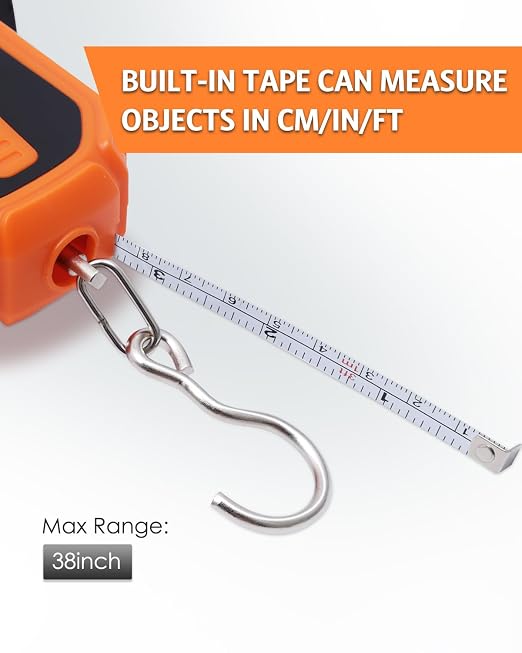 Digital Fishing Scale with Lip Gripper & Tape Measure, 110lb/50kg Waterproof Fish Weight Scale with LCD Display, Hanging Fish Weigher for Bass Fishing & Boat, Perfect Fishing Gifts for Men