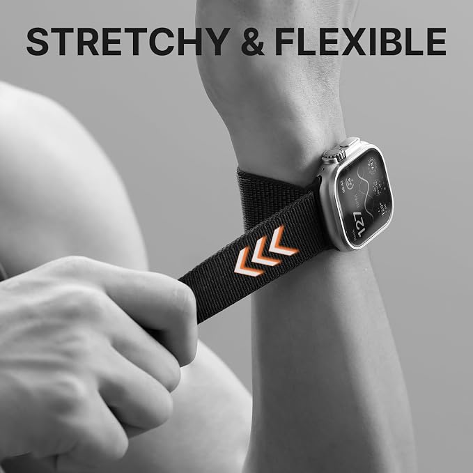 Bandletic Compatible with Apple Watch Ultra Band Men, Wide Soft Elastic Straps with Magnetic Fidlock V-Buckle for iWatch 49mm(Ultra 3/2/1),46mm(11/10),45mm(9/8/7),44mm(SE3/SE2/SE/6/5/4),42mm(3/2/1)