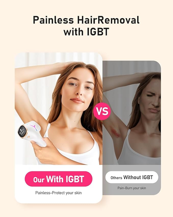 LYSMOSKI Laser Hair Removal for Women and Men, At-Home IPL Hair Removal Device with 5.2 cm² Treatment Window, Nearly Painless, Visible Results in 2 Weeks, Full Body Treatment in 8 Minutes, white