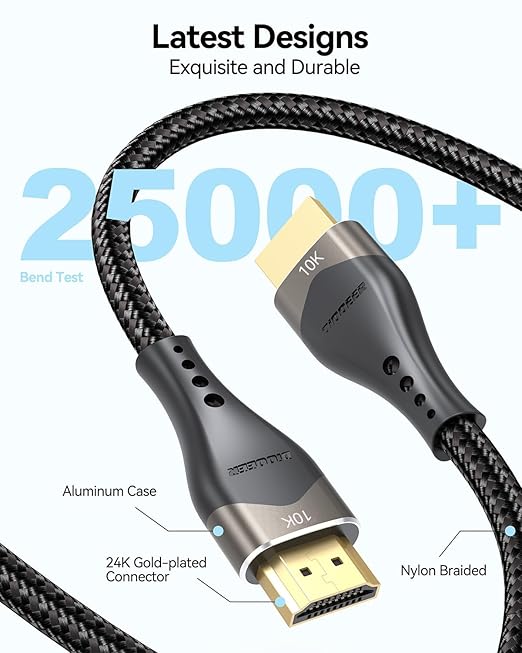 Short HDMI Cable 2FT 10-Pack 10K 8K 4K, HDMI 2.1 Cable 2 Foot 48Gbps Ultra High Speed Braided HDMI Cord 8K@60Hz, 4K@120Hz, eARC, HDR10+, HDCP2.3 for Monitor/HDMI Switch/Camera/TV Box/HDTV
