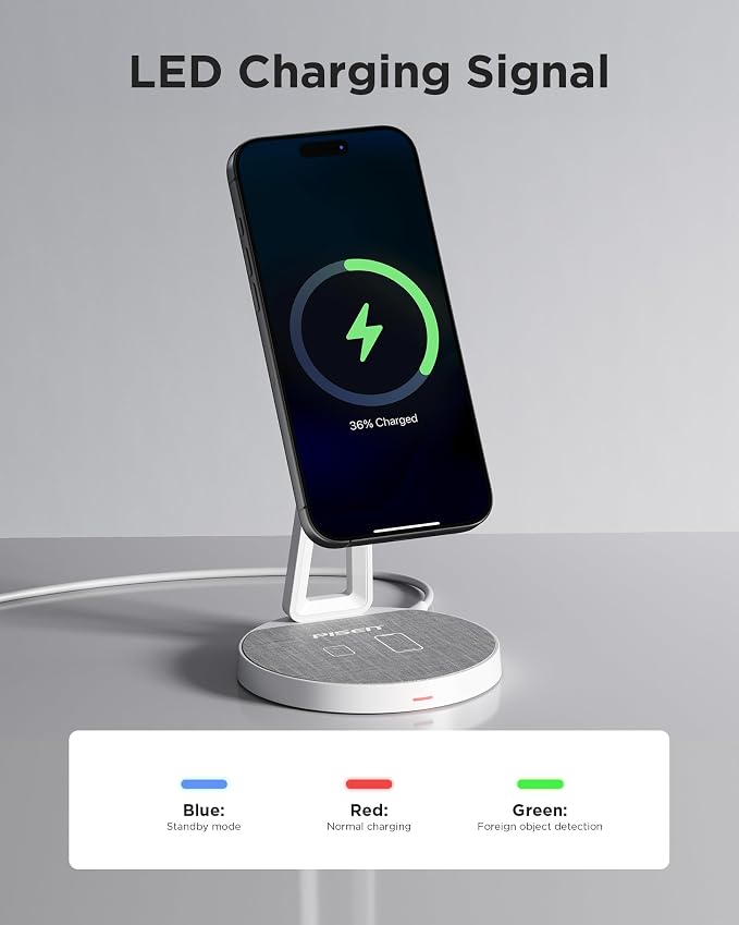 PISEN 2-in-1 Mag-Safe Charger Stand - Wireless Charger Charging Station for Multiple Devices & 30W USB C Charger - 30 Watt Dual Port PD QC 3.0 GaN Charging Block, 30W USB C Wall Charger, 2-Port 30 Wat