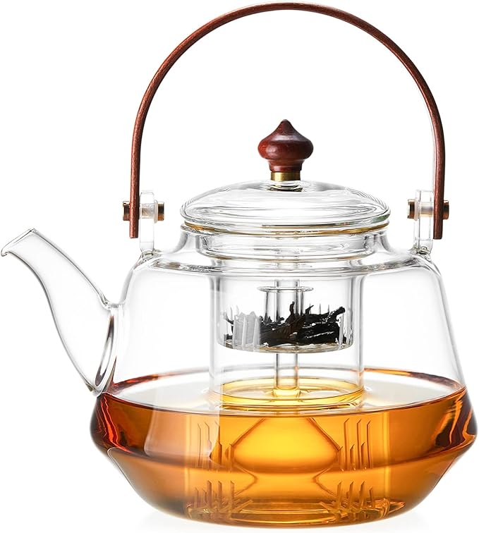 40oz Glass Teapot with Anti-Drip Spout & Coffee Mug Warmer with Auto Shut Off, 3 Temperature Settings