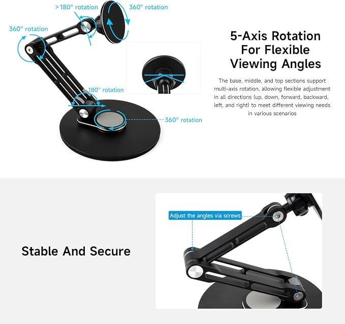 KLAYERS Mini Monitor Stand B,N52 Neodymium Magnet with Metal Rings,Stable Weighted Base,Ergonomic & Foldable Design