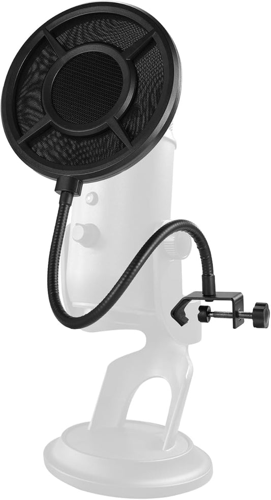 NEEWER Metal Pop Filter for Microphone, Six Layer Professional Foam Mic Isolation Shield Windscreen Cover with Flexible Arm for Podcast Live Streaming Voice Over Singing Studio Music Recording, MS044