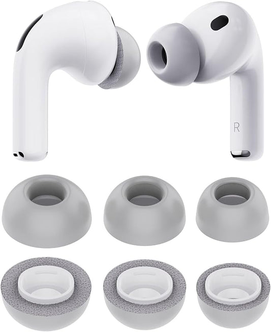 PZOZ 3 Pairs Replacement Ear Tips Compatible with Apple AirPods Pro 3, Memory Foam Reducing Noise in-Ear Eartips Accessories (Fit in The Charging Case) (S/M/L) (Gray)
