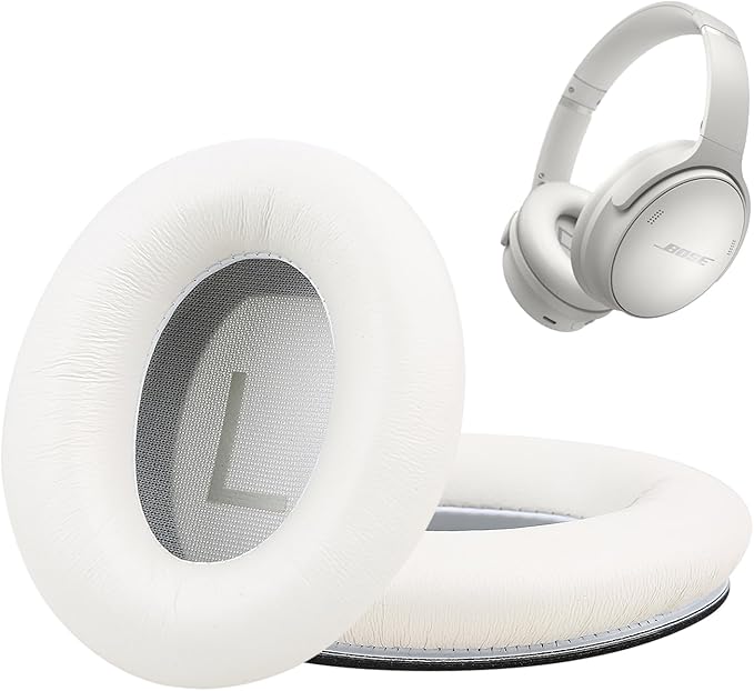 Earpads for Bose QuietComfort 45 QC45 QC35 ii QC35 Lambskin Leather Ear Cushions Professional Headphones Replacement Ear Pads with Noise Cancelling Memory Foam White