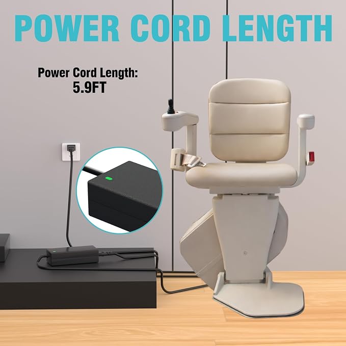 for 2402 Stair Lift Charger Compatible with Bruno Stair SRE-1540, SRE-1550, SRE-2000, SRE-2010 Elite, CRE-2110 Curved, CRE-2100, SRE-2750,OER-2402, BCR-24018 Power Supply Cord