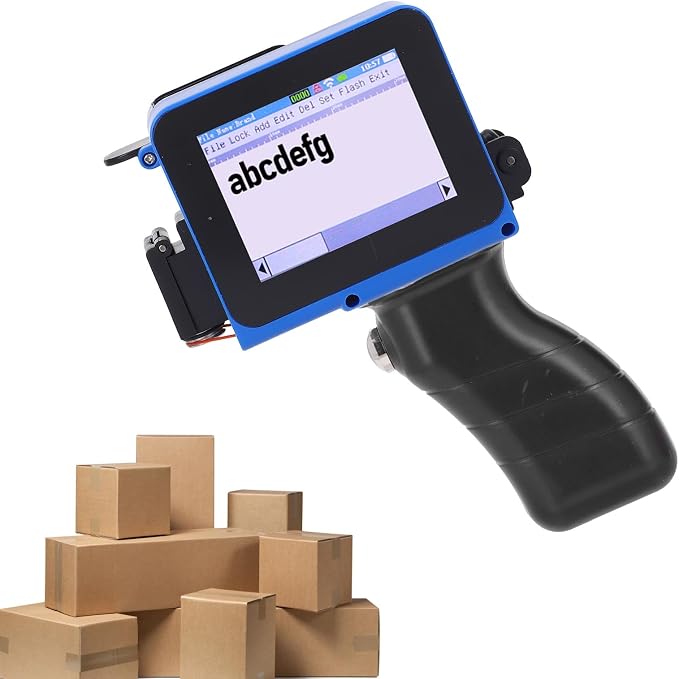 WALFRONT Handheld Inkjet Printer Touch Screen Portable Coder High Definition LED 4.3 Inch Screen Fast Drying Printing for Wood Acrylic Fabric Plastic Leather 25 Languages