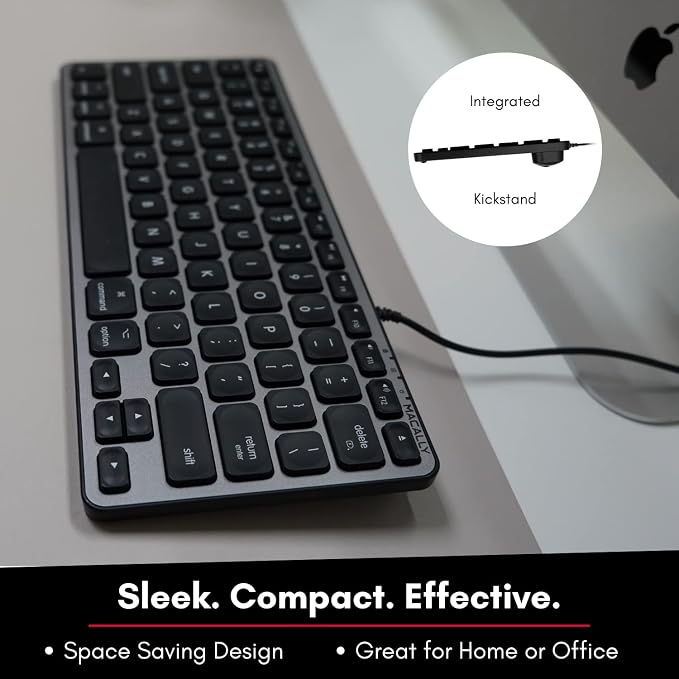 Macally Backlit Compact Keyboard and a Wired Computer Mouse, Sleek and Clean